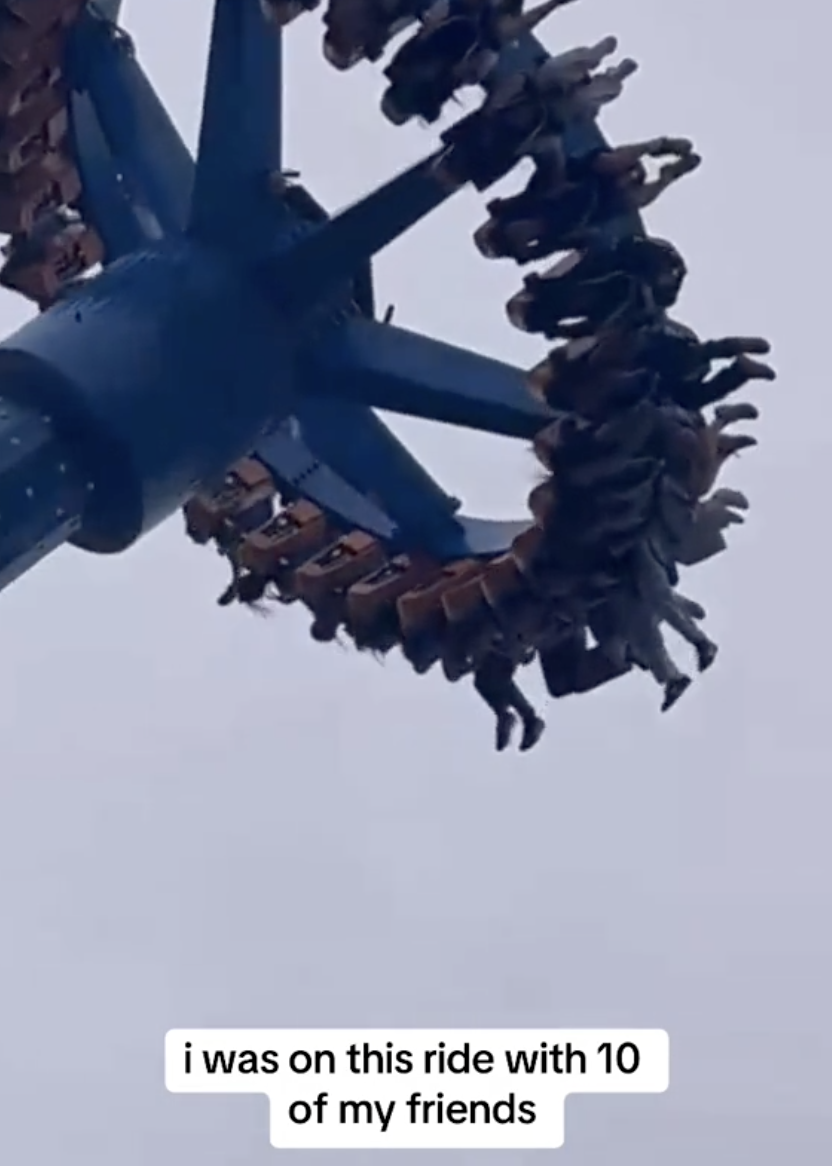 people on an amusement park ride